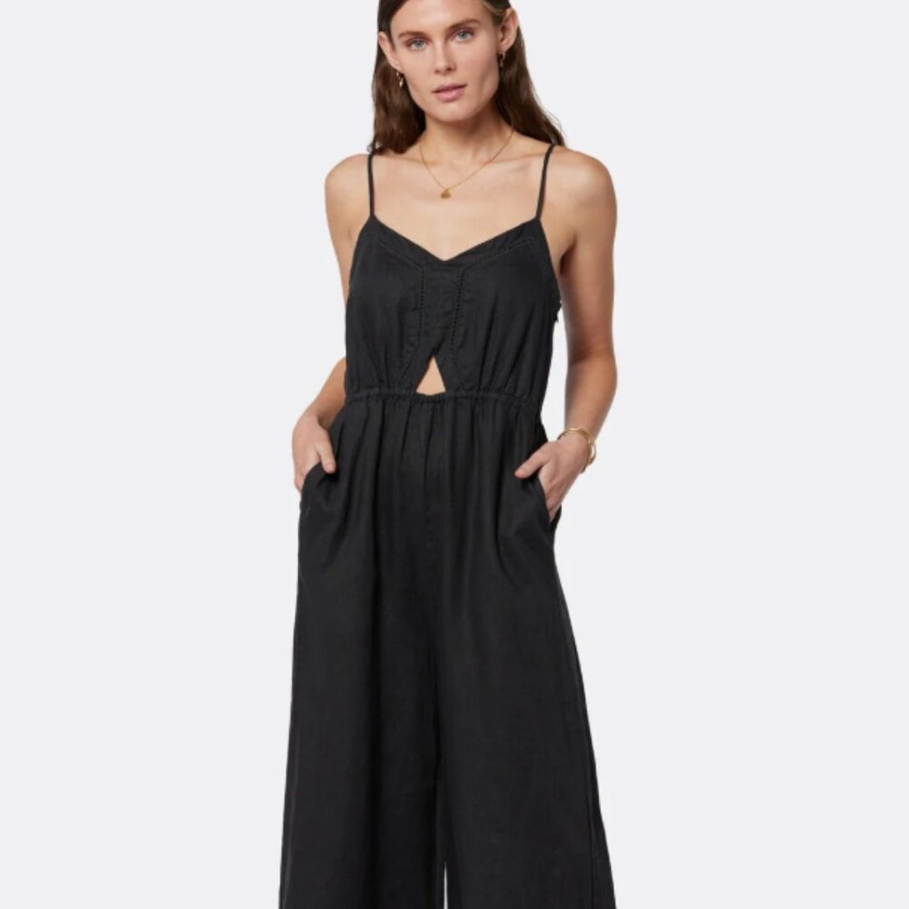 Joie Maisie strappy linen jumpsuit in caviar SZ 4